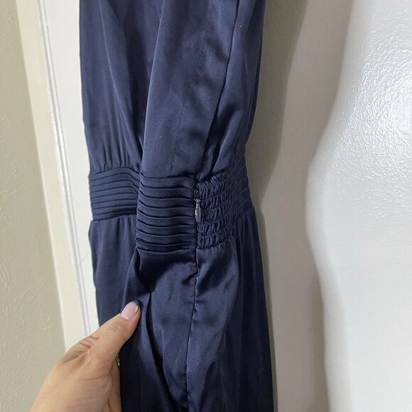 Ramy Brook Navy satin Sleeveless vneck jumpsuit size medium - Picture 5 of 10